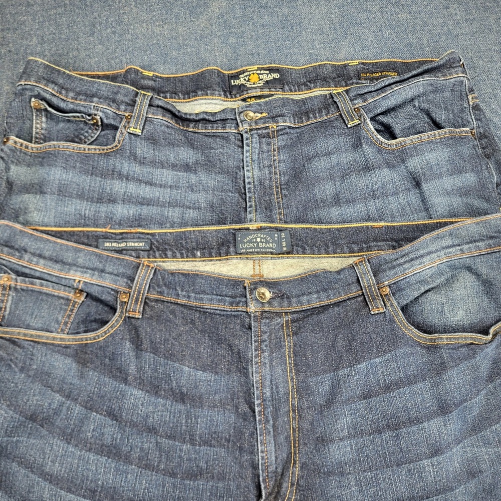 2 Pack Lucky Brand 181 Relaxed Straight Dark Wash Stretch Jeans Mens 48x30 48x32